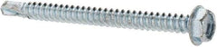 Value Collection - #8, Hex Washer Head, Hex Drive, 2" Length Under Head, #3 Point, Self Drilling Screw - Steel, Zinc-Plated Finish - Industrial Tool & Supply