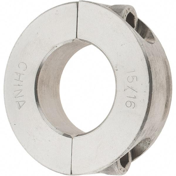Value Collection - 15/16" Bore, Stainless Steel, Two Piece Two Piece Split Shaft Collar - 1-3/4" Outside Diam, 1/2" Wide - Industrial Tool & Supply
