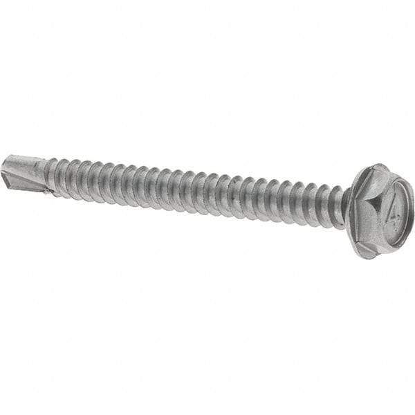 Value Collection - #10, Hex Washer Head, Hex Drive, 2" Length Under Head, #2 Point, Self Drilling Screw - Grade 410 Stainless Steel - Industrial Tool & Supply