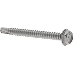 Value Collection - #10, Hex Washer Head, Hex Drive, 2" Length Under Head, #2 Point, Self Drilling Screw - Grade 410 Stainless Steel - Industrial Tool & Supply