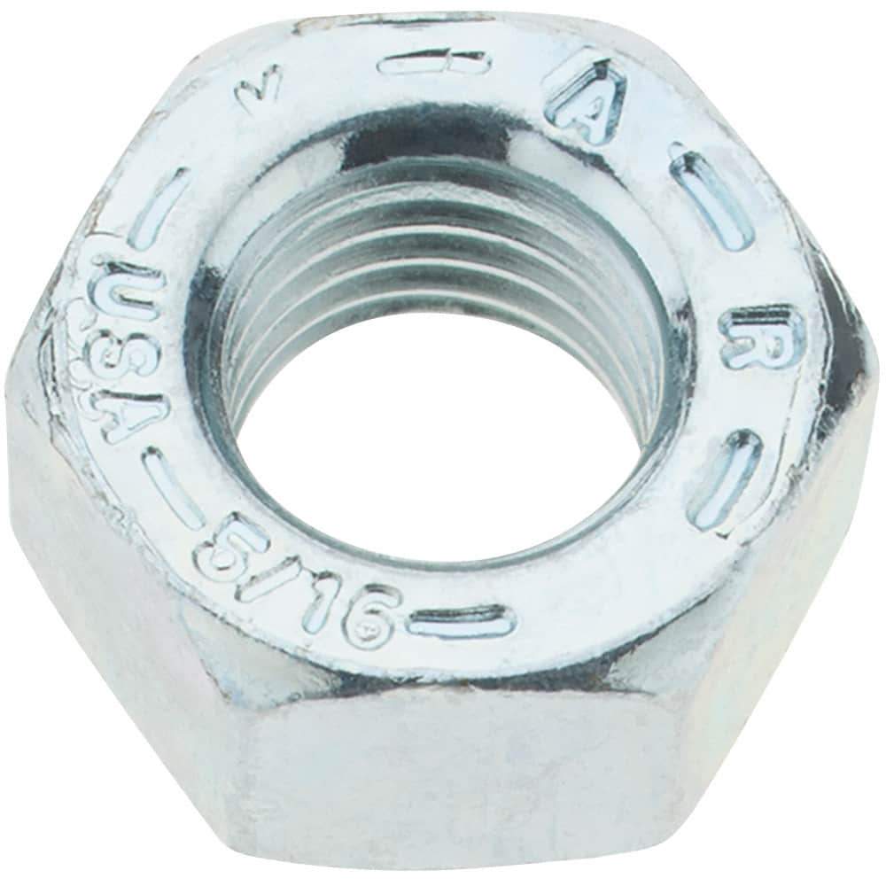 Value Collection - 5/16-24 UNF Steel Right Hand Hex Nut - 1/2" Across Flats, 17/64" High, Zinc Yellow Dichromate Finish - Industrial Tool & Supply