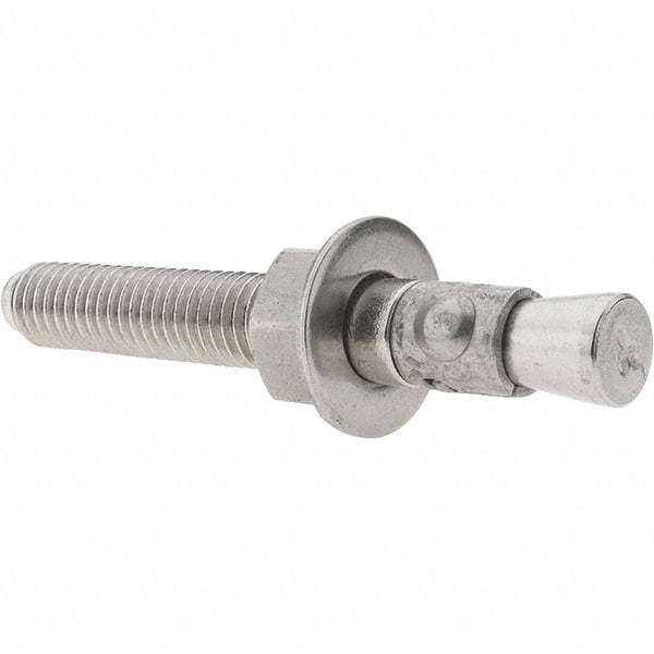 Value Collection - 1/2" Diam, 1/2" Drill, 3-3/4" OAL, 1-5/8" Min Embedment Wedge Expansion Concrete Anchor - 304 Stainless Steel, Hex Nut Head, Hex Drive, 2-3/8" Thread Length - Industrial Tool & Supply