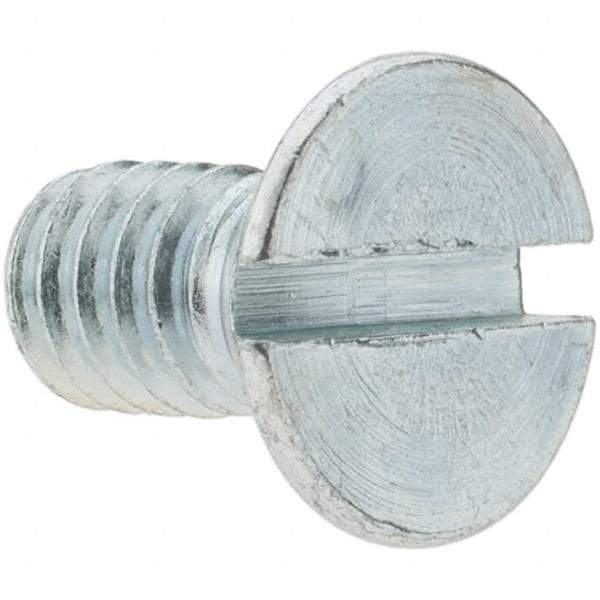 Value Collection - 1/4-20 UNC, 1/2" OAL Slotted Drive Machine Screw - Flat Head, Grade 2 Steel, Zinc-Plated Finish, Without Washer - Industrial Tool & Supply