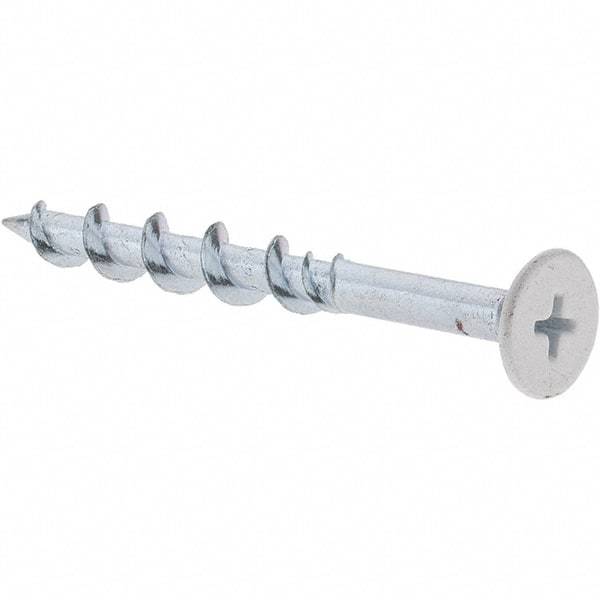 Value Collection - 1/4", 2-1/4" Length Under Head, Phillips Drive Wafer Head, Steel Drywall Screws - White Finish, Grade 1018 - Industrial Tool & Supply