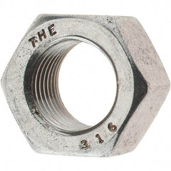 Value Collection - 1/2-20 UNF Stainless Steel Right Hand Hex Nut - 3/4" Across Flats, 7/16" High, Uncoated - Industrial Tool & Supply