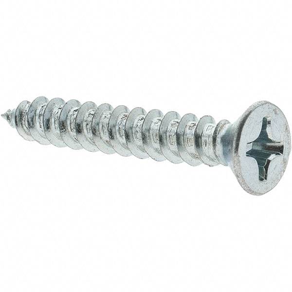 Value Collection - #12 Flat Head Phillips Sheet Metal Screw - Steel, 1-1/2" OAL, Grade 2 - Industrial Tool & Supply