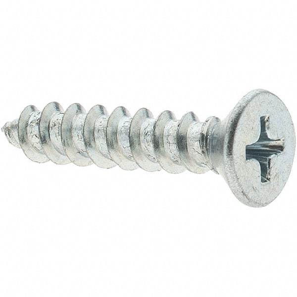 Value Collection - #10 Flat Head Phillips Sheet Metal Screw - Steel, 1" OAL, Grade 2 - Industrial Tool & Supply