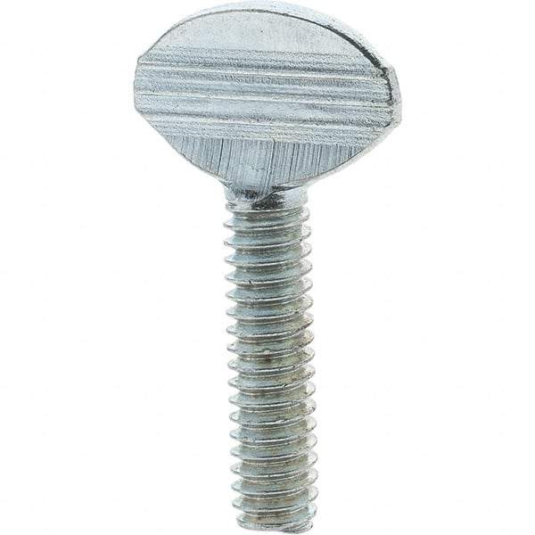 Value Collection - 1/4-20 Oval Shoulderless Grade 2 Steel Thumb Screw - 1" OAL, Zinc-Plated Finish - Industrial Tool & Supply