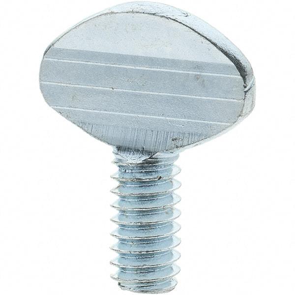 Value Collection - 1/4-20 Oval Shoulderless Grade 2 Steel Thumb Screw - 1/2" OAL, Zinc-Plated Finish - Industrial Tool & Supply