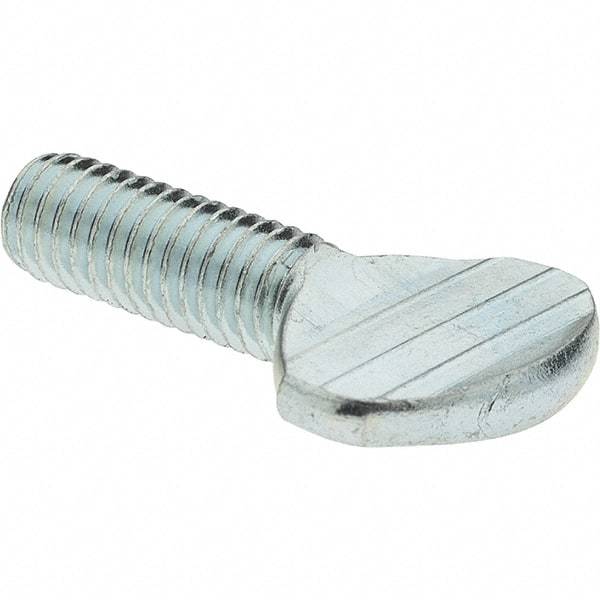Value Collection - #10-32 Oval Shoulderless Grade 2 Steel Thumb Screw - 1/2" OAL, Zinc-Plated Finish - Industrial Tool & Supply