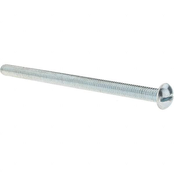 Value Collection - 3/8-16 UNC, 6" Length Under Head Slotted Drive Machine Screw - Round Head, Alloy Steel, Zinc-Plated Finish, Without Washer - Industrial Tool & Supply