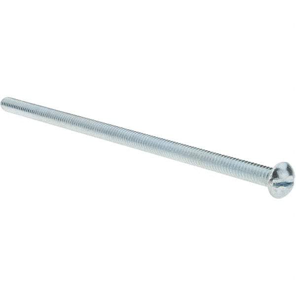 Value Collection - 1/4-20 UNC, 6" Length Under Head Slotted Drive Machine Screw - Round Head, Grade 2 Alloy Steel, Zinc-Plated Finish, Without Washer - Industrial Tool & Supply
