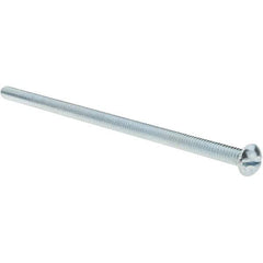 Value Collection - 1/4-20 UNC, 6" Length Under Head Slotted Drive Machine Screw - Round Head, Grade 2 Alloy Steel, Zinc-Plated Finish, Without Washer - Industrial Tool & Supply