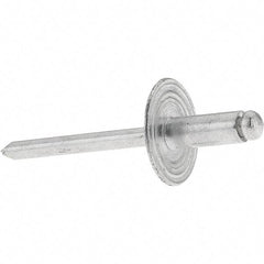 Value Collection - Size 64 Large Flange Dome Head Aluminum Open End Blind Rivet - Aluminum Mandrel, 0.062" to 1/4" Grip, 0.615" Head Diam, 0.192" to 0.196" Hole Diam, 0.45" Length Under Head, 3/16" Body Diam - Industrial Tool & Supply