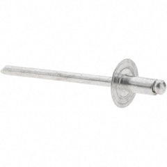 Value Collection - Size 42 Large Flange Dome Head Aluminum Open End Blind Rivet - Aluminum Mandrel, 0.032" to 1/8" Grip, 3/8" Head Diam, 0.129" to 0.133" Hole Diam, 0.275" Length Under Head, 1/8" Body Diam - Industrial Tool & Supply