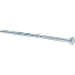 Value Collection - 1/4 Screw, 6" Length Under Head, Steel, Hex Head Lag Screw - Zinc-Plated, Grade 2 - Industrial Tool & Supply