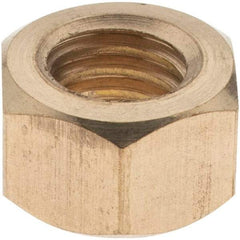 Value Collection - 3/8-16 UNC Brass Right Hand Hex Nut - 9/16" Across Flats, 21/64" High - Industrial Tool & Supply