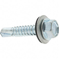 Value Collection - 1/4", Hex Washer Head, Hex Drive, 1-1/4" Length Under Head, #3 Point, Self Drilling Screw - Steel, Zinc-Plated Finish - Industrial Tool & Supply