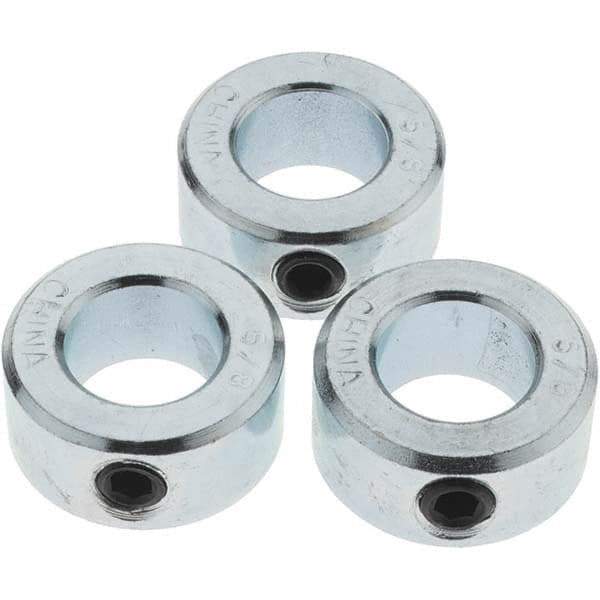 Value Collection - 5/8" Bore, Steel, Set Screw Shaft Collar - 1-1/8" Outside Diam, 1/2" Wide - Industrial Tool & Supply