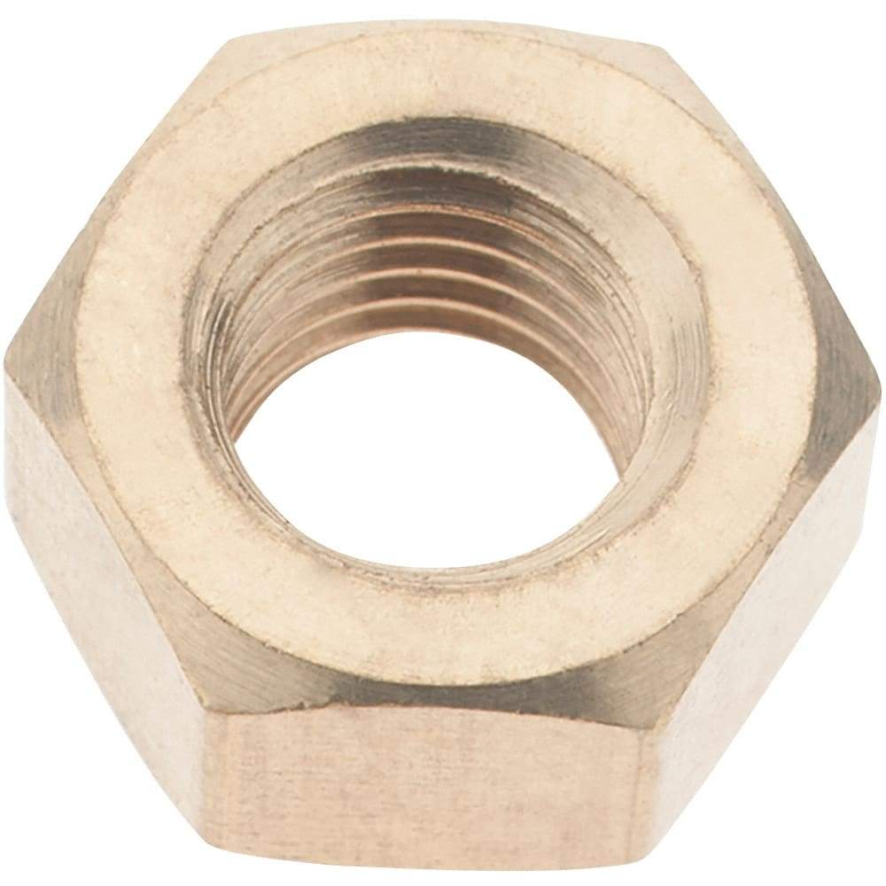 Value Collection - 5/16-24 UNF Brass Right Hand Hex Nut - 1/2" Across Flats, 17/64" High - Industrial Tool & Supply