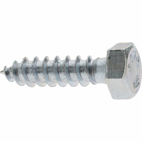 Value Collection - 5/16 Screw, 1-1/4" Length Under Head, Steel, Hex Head Lag Screw - Zinc-Plated, Grade 2 - Industrial Tool & Supply