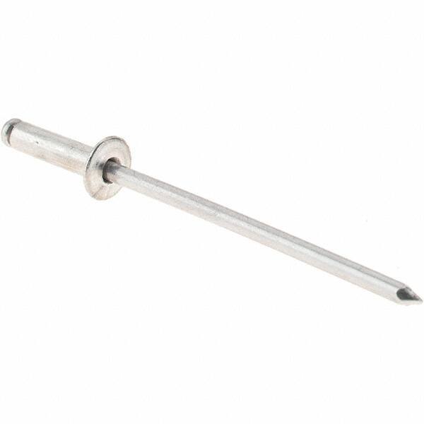 Value Collection - Size 34 Dome Head Aluminum Open End Blind Rivet - Aluminum Mandrel, 0.126" to 1/4" Grip, 0.188" Head Diam, 0.097" to 0.1" Hole Diam, 3/8" Length Under Head, 3/32" Body Diam - Industrial Tool & Supply