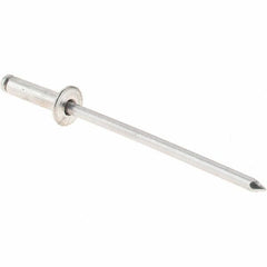 Value Collection - Size 34 Dome Head Aluminum Open End Blind Rivet - Aluminum Mandrel, 0.126" to 1/4" Grip, 0.188" Head Diam, 0.097" to 0.1" Hole Diam, 3/8" Length Under Head, 3/32" Body Diam - Industrial Tool & Supply