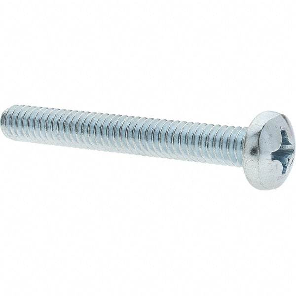 Value Collection - 1/4-20 UNC, 2" Length Under Head Phillips Drive Machine Screw - Pan Head, Grade 2 Steel, Zinc-Plated Finish, Without Washer - Industrial Tool & Supply