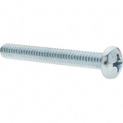 Value Collection - 1/4-20 UNC, 2" Length Under Head Phillips Drive Machine Screw - Pan Head, Grade 2 Steel, Zinc-Plated Finish, Without Washer - Industrial Tool & Supply
