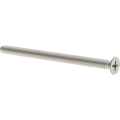 Value Collection - #10-24 UNC, 3" OAL Phillips Drive Machine Screw - Flat Head, Grade 18-8 Stainless Steel, Uncoated, Without Washer - Industrial Tool & Supply