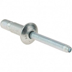 Value Collection - Truss Head Steel Structural Blind Rivet - Steel Mandrel, 0.08" to 3/8" Grip, 0.592" Head Diam, 0.261" to 0.272" Hole Diam, 0.56" Length Under Head, 1/4" Body Diam - Industrial Tool & Supply