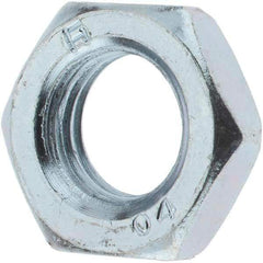 Value Collection - M12x1.50 Metric Fine Steel Right Hand Hex Jam Nut - 19mm Across Flats, 6mm High, Zinc-Plated Finish - Industrial Tool & Supply