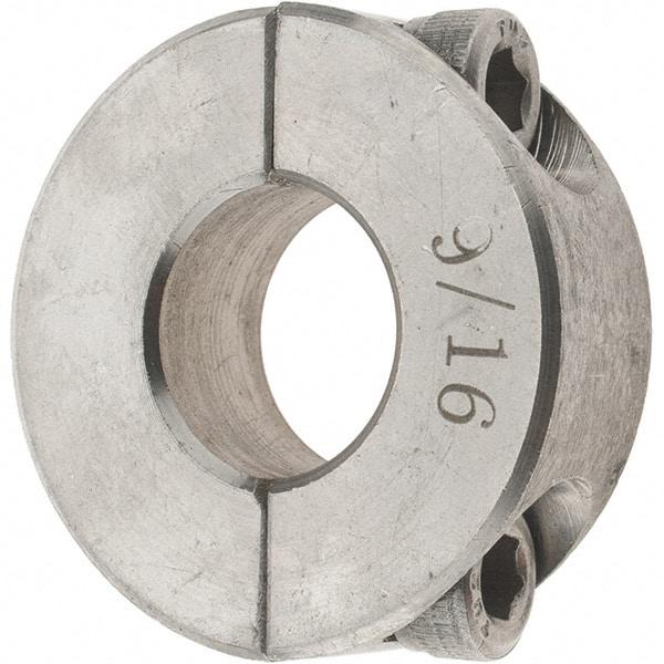 Value Collection - 9/16" Bore, Stainless Steel, Two Piece Shaft Collar - 1-5/16" Outside Diam, 7/16" Wide - Industrial Tool & Supply