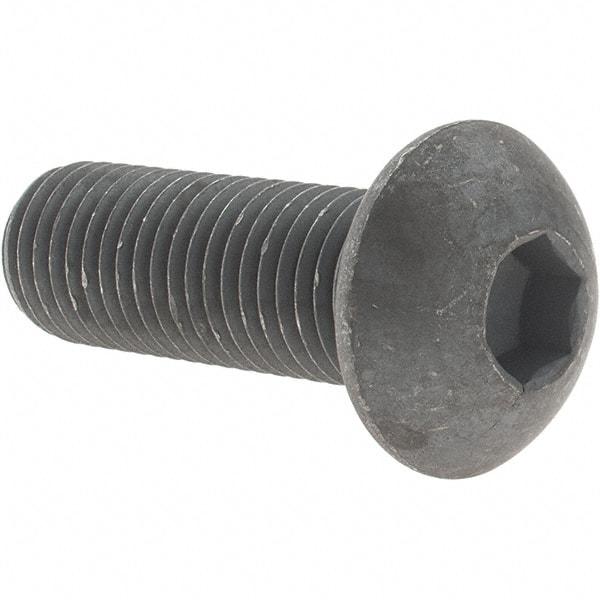 Value Collection - M16x2.00 Metric Coarse Hex Socket Drive, Button Screw - Grade 12.9 Alloy Steel, Black Oxide Finish, Fully Threaded, 45mm Length Under Head - Industrial Tool & Supply