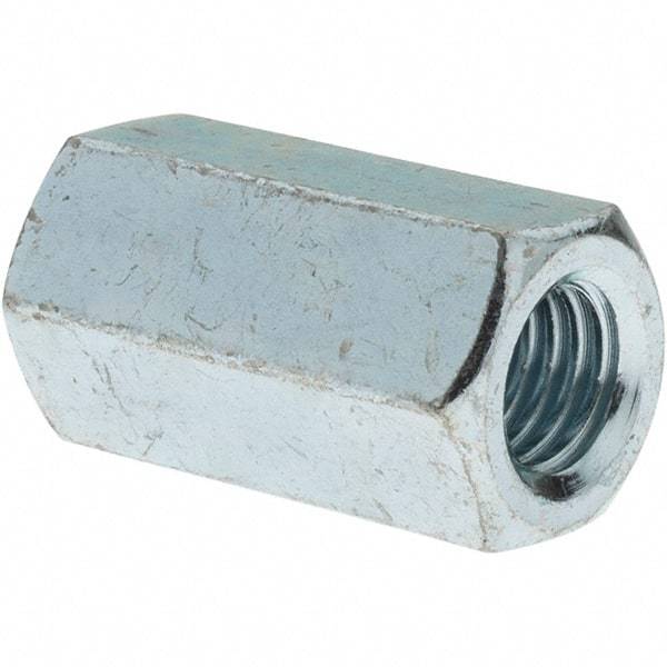 Value Collection - M12x1.75 Metric Coarse, 36mm OAL Steel Standard Coupling Nut - Zinc-Plated Finish, 19mm Width Across Flats, 21.1mm Width Across Points - Industrial Tool & Supply