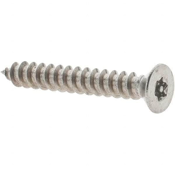 Value Collection - #18 Flat Head Pin In Torx Sheet Metal Screw - Stainless Steel, 1" OAL, Grade 18-8, T10 Drive - Industrial Tool & Supply