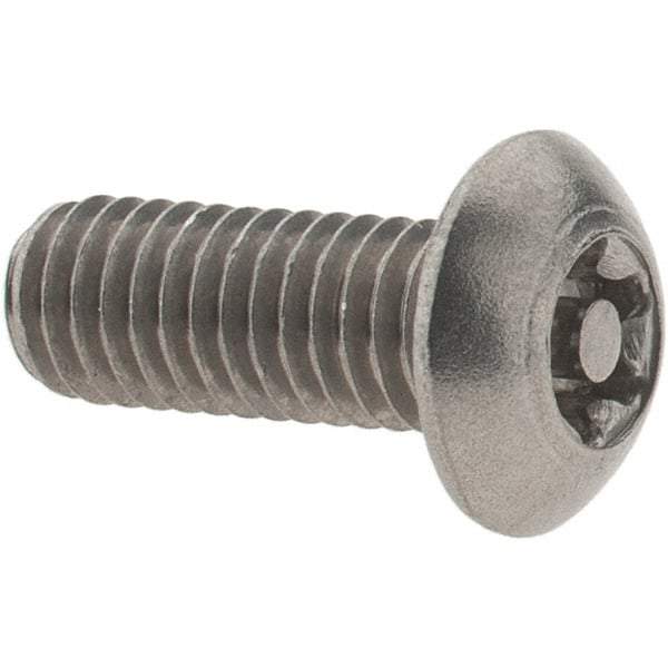 Value Collection - #10-32 UNF Pin In Torx Drive, Button Screw - Grade 18-8 Stainless Steel, Uncoated, 1/2" Length Under Head - Industrial Tool & Supply