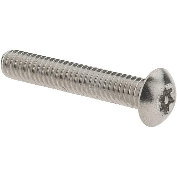 Value Collection - #8-32 UNC Pin In Torx Drive, Button Screw - Grade 18-8 Stainless Steel, Uncoated, 1" Length Under Head - Industrial Tool & Supply