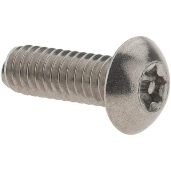 Value Collection - #8-32 UNC Pin In Torx Drive, Button Screw - Grade 18-8 Stainless Steel, Uncoated, 1/2" Length Under Head - Industrial Tool & Supply