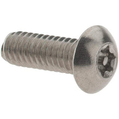 Value Collection - #8-32 UNC Pin In Torx Drive, Button Screw - Grade 18-8 Stainless Steel, Uncoated, 1/2" Length Under Head - Industrial Tool & Supply
