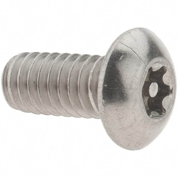 Value Collection - #8-32 UNC Pin In Torx Drive, Button Screw - Grade 18-8 Stainless Steel, Uncoated, 3/8" Length Under Head - Industrial Tool & Supply
