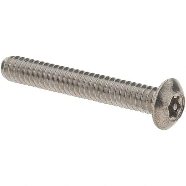 Value Collection - #6-32 UNC Pin In Torx Drive, Button Screw - Grade 18-8 Stainless Steel, Uncoated, 1" Length Under Head - Industrial Tool & Supply