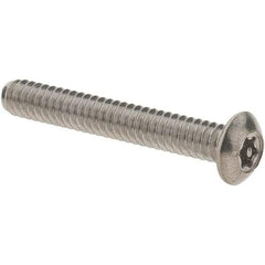 Value Collection - #6-32 UNC Pin In Torx Drive, Button Screw - Grade 18-8 Stainless Steel, Uncoated, 1" Length Under Head - Industrial Tool & Supply