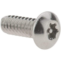 Value Collection - #6-32 UNC Pin In Torx Drive, Button Screw - Grade 18-8 Stainless Steel, Uncoated, 3/8" Length Under Head - Industrial Tool & Supply