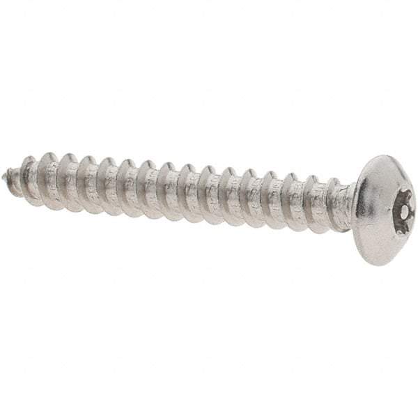 Value Collection - #6 Button Head Pin In Torx Sheet Metal Screw - Stainless Steel, 1" Length Under Head, Grade 18-8, T10 Drive - Industrial Tool & Supply