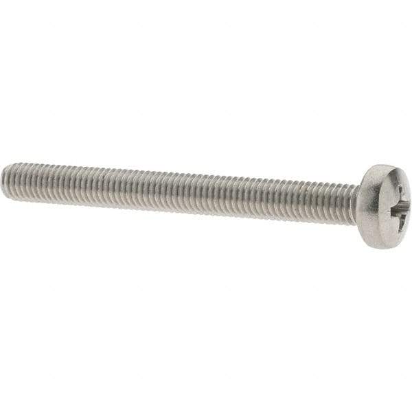Value Collection - M5x0.80 Metric Coarse, 50mm Length Under Head Phillips Drive Machine Screw - Pan Head, Grade 18-8 & A2 Stainless Steel, Uncoated, Without Washer - Industrial Tool & Supply
