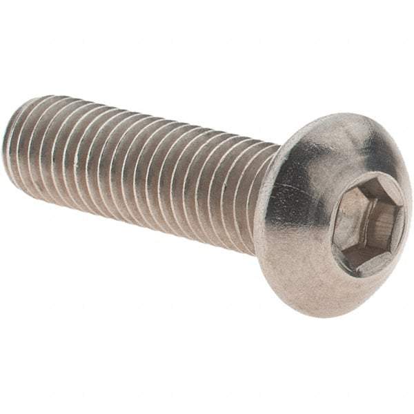 Value Collection - M8x1.25 Metric Coarse Hex Socket Drive, Button Screw - Grade 18-8 Stainless Steel, Partially Threaded, 30mm Length Under Head - Industrial Tool & Supply