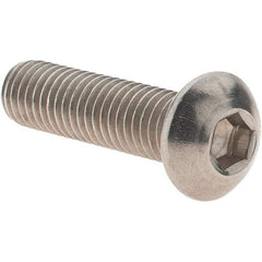 Value Collection - M8x1.25 Metric Coarse Hex Socket Drive, Button Screw - Grade 18-8 Stainless Steel, Partially Threaded, 30mm Length Under Head - Industrial Tool & Supply