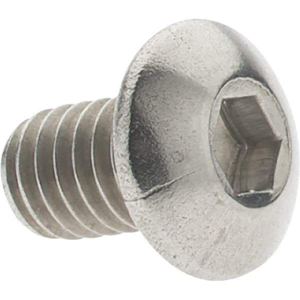 Value Collection - M4x0.70 Metric Coarse Hex Socket Drive, Button Screw - Grade 18-8 & Austenitic A2 Stainless Steel, Uncoated, Fully Threaded, 6mm Length Under Head - Industrial Tool & Supply