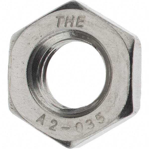Value Collection - M10x1.50 Metric Coarse Stainless Steel Right Hand Hex Jam Nut - 17mm Across Flats, 5mm High, Zinc Clear Finish - Industrial Tool & Supply